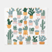 Cactus Collection in Pots Design Fleecedecke (Vorderseite (Horizontal))