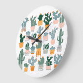 Cactus Collection in Pots Design Große Wanduhr (Winkel)