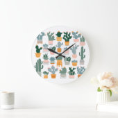 Cactus Collection in Pots Design Große Wanduhr (Zuhause)