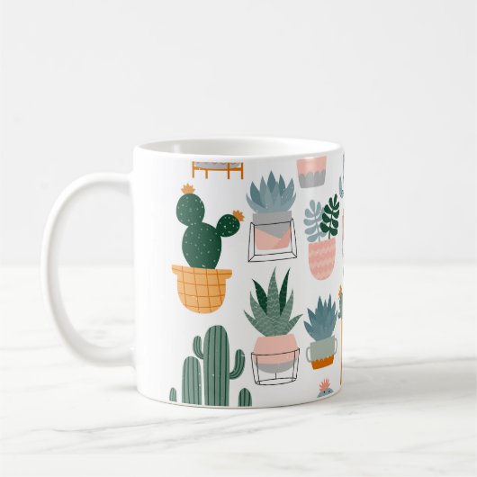 Cactus Collection in Pots Design Kaffeetasse (Links)