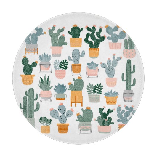 Cactus Collection in Pots Design Schneidebrett (Vorderseite)