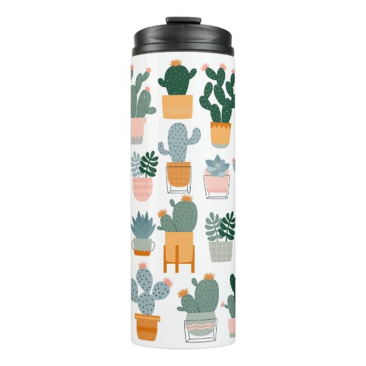 Cactus Collection in Pots Design Thermosbecher (Vorderseite)
