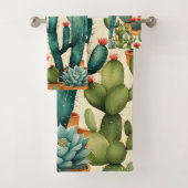Cactus Colorful Watercolor Art Badhandtuch Set (Insitu)