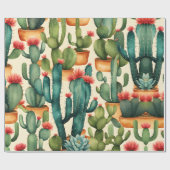 Cactus Colorful Watercolor Art Geschenkpapier (Flach)