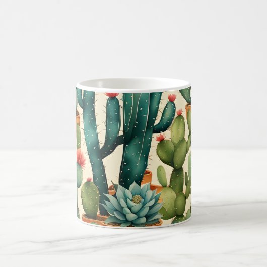Cactus Colorful Watercolor Art Kaffeetasse (Mittel)