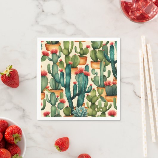 Cactus Colorful Watercolor Art Serviette (Beispiel)
