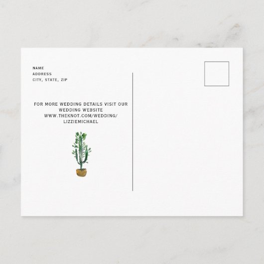 Cactus Contemporary Monogram Black Rette unser Dat Postkarte (Rückseite)