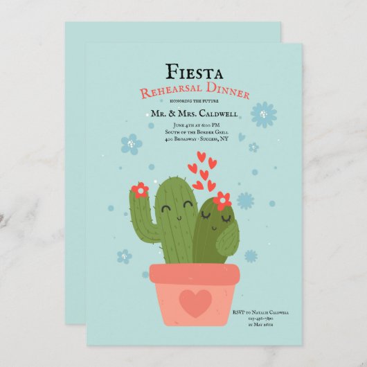 Cactus Couple Probe Dinner Einladung (Vorne/Hinten)
