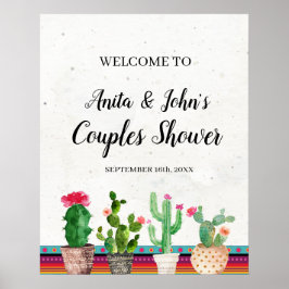 Cactus Couples Dusche Begrüßungszeichen Poster