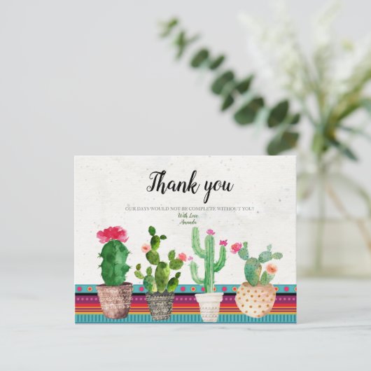 Cactus Couples Dusche Danke Karte (Stehend Vorderseite)