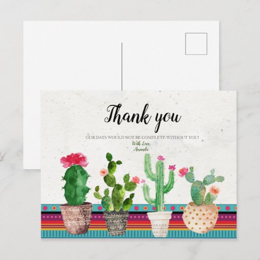 Cactus Couples Dusche Danke Karte (Vorne/Hinten)