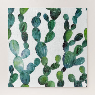 Cactus Craze: Tropical Watercolor Trend Puzzle