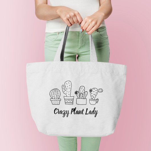 Cactus - Crazy Pflanze Lady Jumbo Stoffbeutel