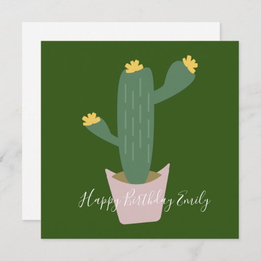 Cactus Cupcake Illustration Geburtstag (Vorne/Hinten)