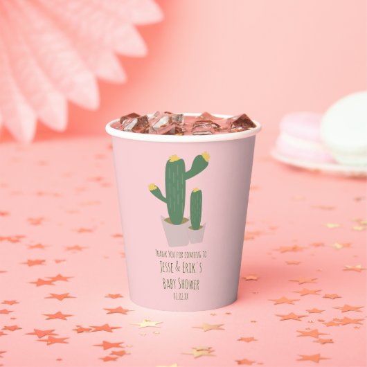 Cactus Cupcakes Baby Dusche Danke Blue Pink P Pappbecher (Insitu)