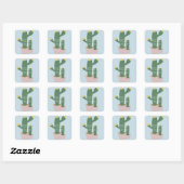 Cactus Cupcakes Baby Dusche Danke Blue Quadratischer Aufkleber (Blatt)