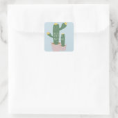 Cactus Cupcakes Baby Dusche Danke Blue Quadratischer Aufkleber (Tasche)
