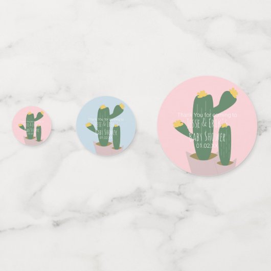 Cactus Cupcakes Kinderdusche Danke Blue Pink Konfetti (Vorderseiten)