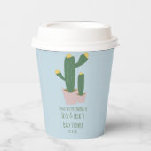 Cactus Cupcakes Kinderdusche Danke Blue Pink Pappbecher (Vorderseite)