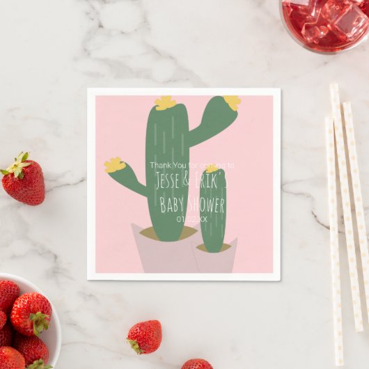 Cactus Cupcakes Kinderdusche Danke Pink Serviette (Beispiel)