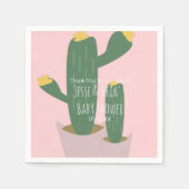 Cactus Cupcakes Kinderdusche Danke Pink Serviette (Vorderseite)