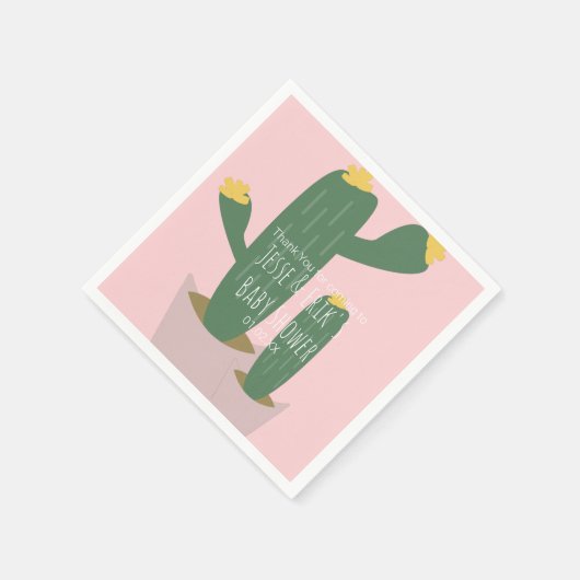 Cactus Cupcakes Kinderdusche Danke Pink Serviette (Ecke)