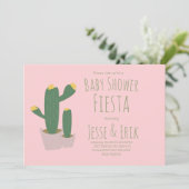 Cactus Cupcakes Pink Baby Dusche Einladung (Stehend Vorderseite)