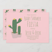 Cactus Cupcakes Pink Baby Dusche Einladung (Vorne/Hinten)