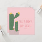 Cactus Cupcakes Pink Baby Dusche Vielen Dank Karte (Vorderseite/Rückseite Beispiel)