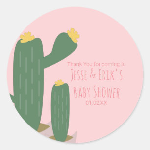 Cactus-Cupcakes Rosa Babyparty Danke  Runder Aufkleber