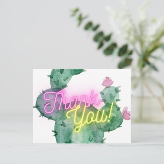 Cactus Dankes Card Postkarte (Stehend Vorderseite)