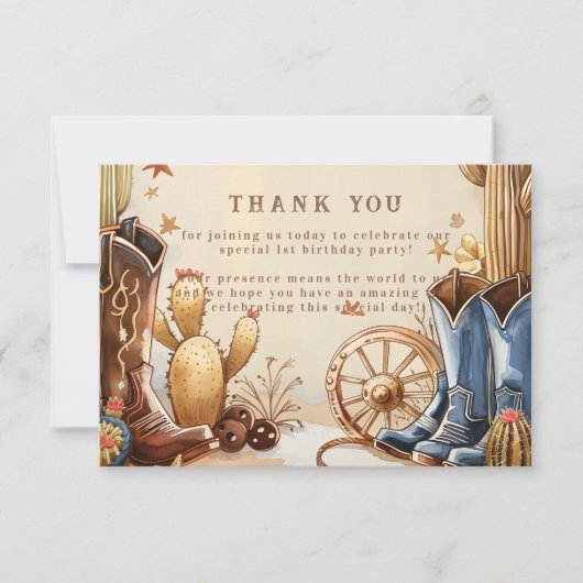 Cactus Desert 1st Rodeo Party Dankeskarte (Vorderseite)