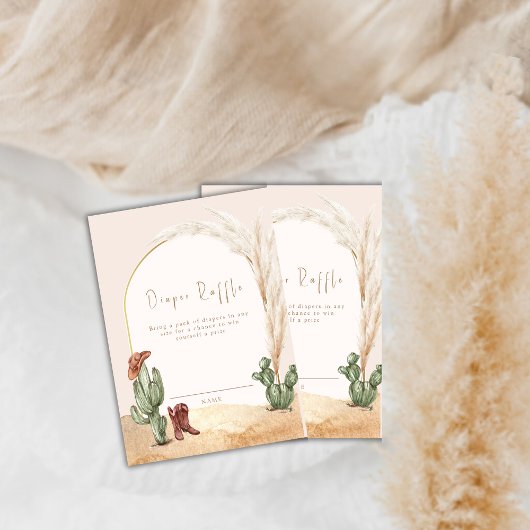 Cactus Desert Cowboy Diaper Raffle Baby Shower Begleitkarte
