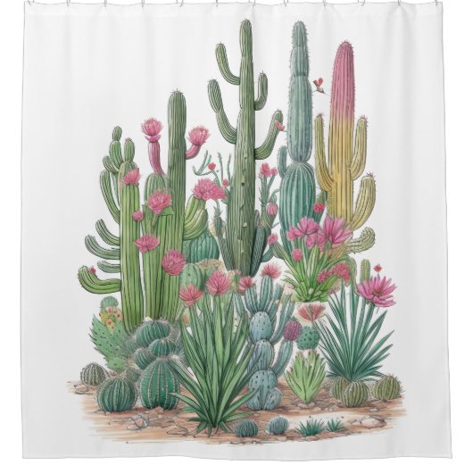 Cactus Desert Duschvorhang (Vorderseite)