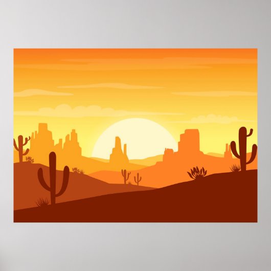 Cactus Desert Landscape Poster (Vorne)