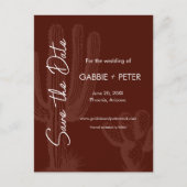 Cactus Desert Maroon Terra Cotta Save the Date Postkarte (Vorderseite)