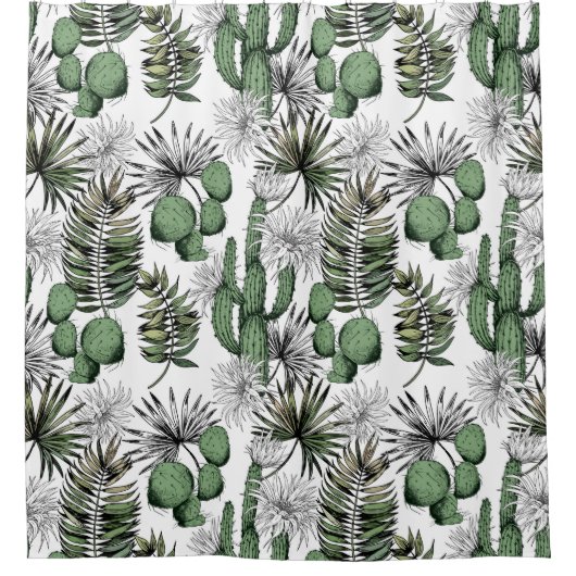 Cactus Desert Pattern Duschvorhang (Vorderseite)