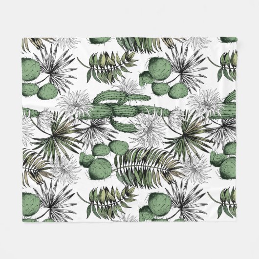 Cactus Desert Pattern Fleecedecke (Vorderseite (Horizontal))