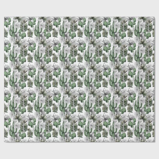 Cactus Desert Pattern Geschenkpapier (Flach)