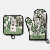 Cactus Desert Pattern Ofenhandschuh & Topflappen-Set (Vorderseite)
