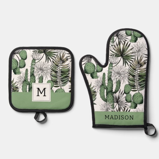 Cactus Desert Pattern Ofenhandschuh & Topflappen-Set (Vorderseite)