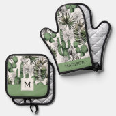 Cactus Desert Pattern Ofenhandschuh & Topflappen-Set (Vorderseite/Rückseite)