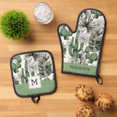 Cactus Desert Pattern Ofenhandschuh & Topflappen-Set (Oben Unten)