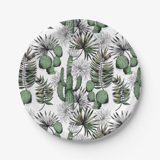 Cactus Desert Pattern Pappteller (Vorderseite)