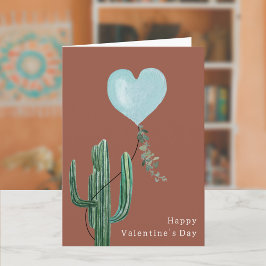 Cactus Desert Pun Terracotta Blue Valentine's Day Karte