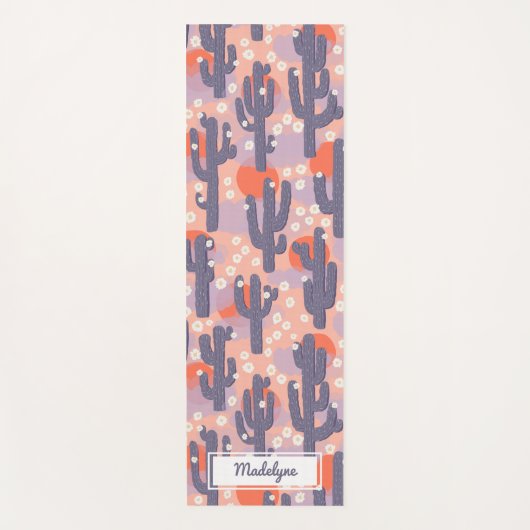 Cactus Desert Sun Botanical Floral Personalisiert Yogamatte (Vorderseite)