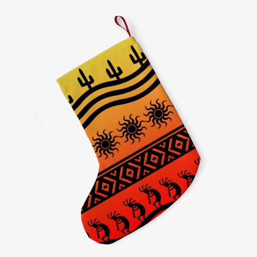 Cactus Desert Sunset Kokopelli Südwestweihnachtsfe Kleiner Weihnachtsstrumpf (Rückseite (Hängend))