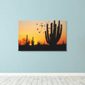 Cactus Desert Sunset Scene Leinwanddruck (Insitu (Holzboden))