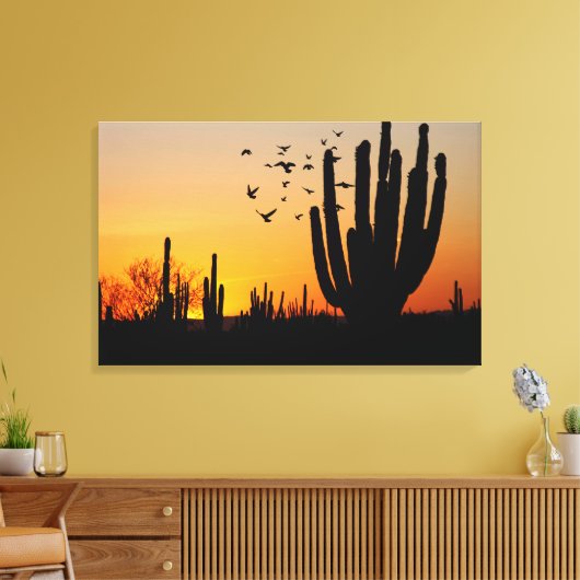 Cactus Desert Sunset Scene Leinwanddruck (Insitu (Wohnzimmer))