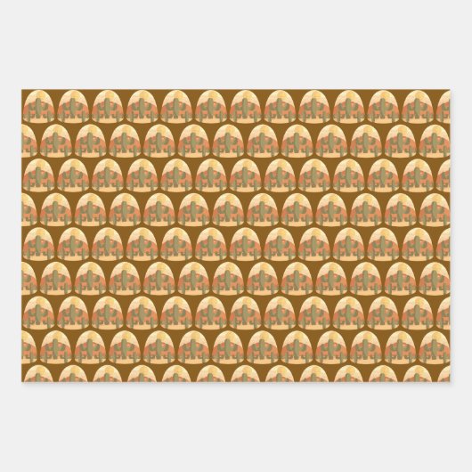 Cactus Desert With Sun Geschenkpapier Set (Vorderseite 3)